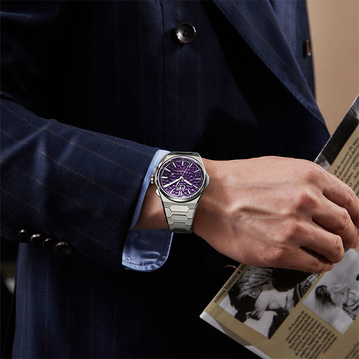 Hammer Dial Big Date Automatic Winding Purple Chiming Watch