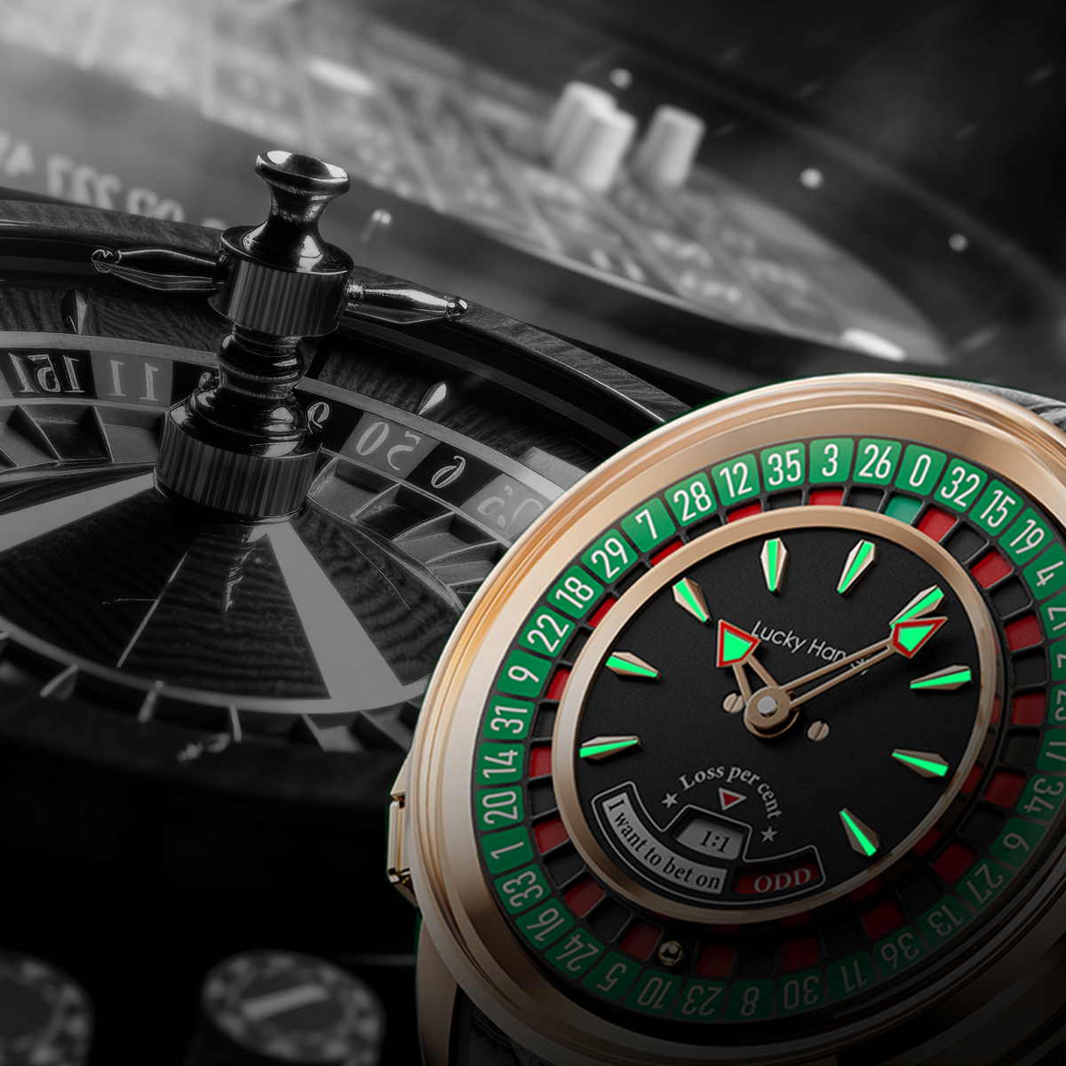 
      Lucky Harvey | Luxury Roulette watch | Poker and Skull Watch
