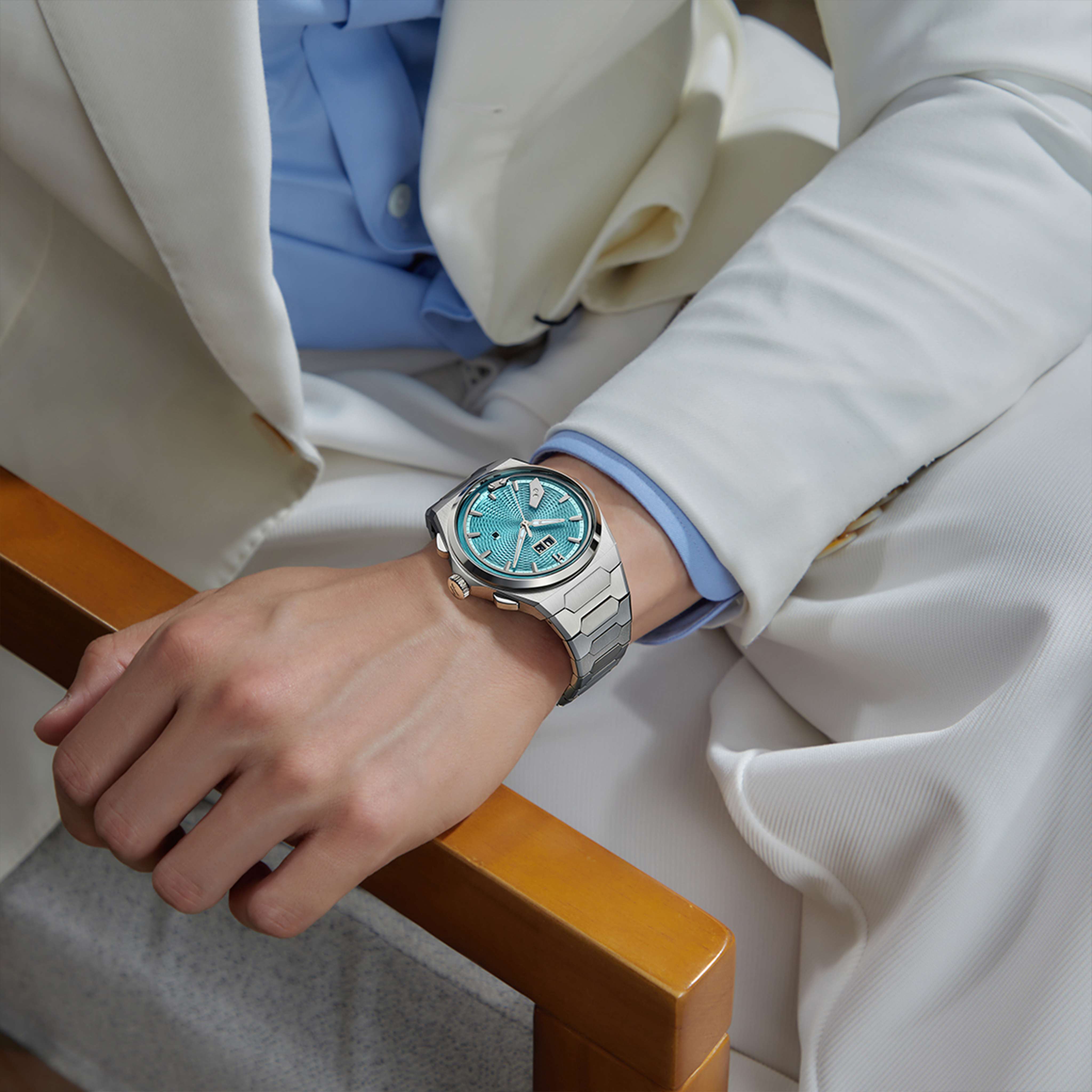 Sound Of Nature Guilloche Dial Ice Blue Titanium Chiming Limited Edition Automatic Watch