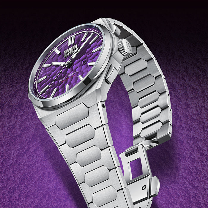 Hammer Dial Big Date Automatic Winding Purple Chiming Watch