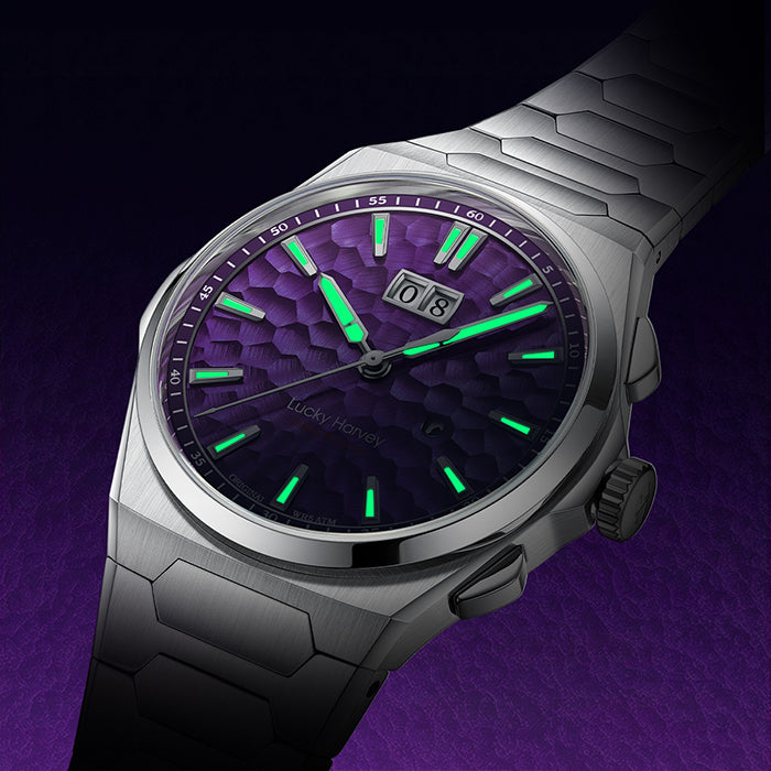 Hammer Dial Big Date Automatic Winding Purple Chiming Watch