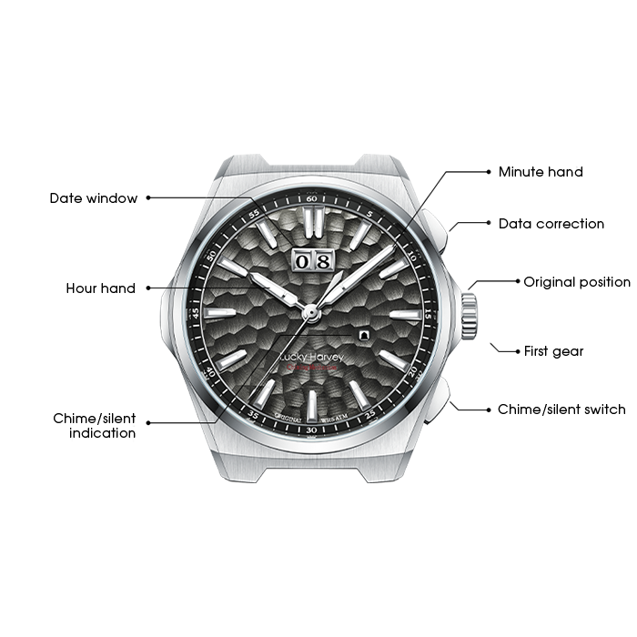 Hammer Dial Big Date Automatic Winding Black Chiming Watch