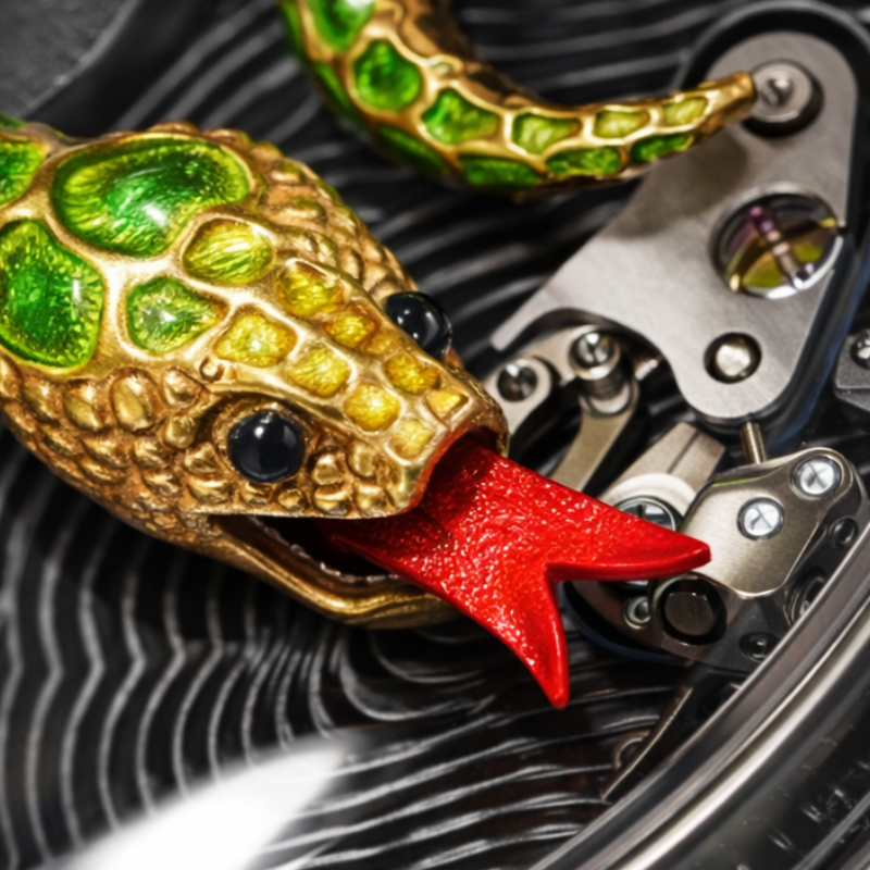 Craftmanship Series Silver Enamel Chiming Snake Limited Edition Automatic Watch