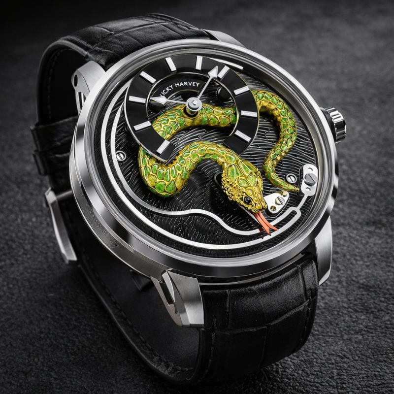 Craftmanship Series Silver Enamel Chiming Snake Limited Edition Automatic Watch