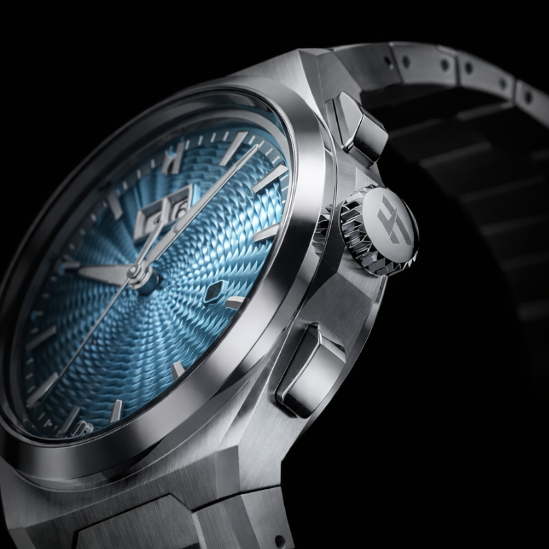 Sound Of Nature Guilloche Dial Ice Blue Titanium Chiming Limited Edition Automatic Watch