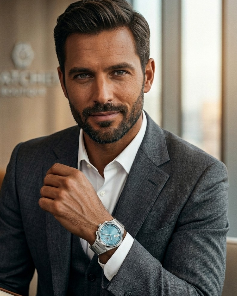 Sound Of Nature Guilloche Dial Ice Blue Titanium Chiming Limited Edition Automatic Watch