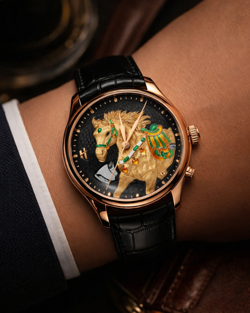 Craftmanship Series Gold Titanium Chiming Horse Limited Edition Automatic Watch