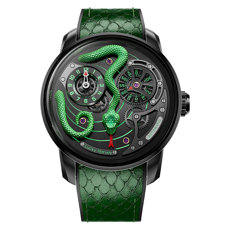 Lucky Harvey zodiac snake automatic watch India - green snake craftsmanship