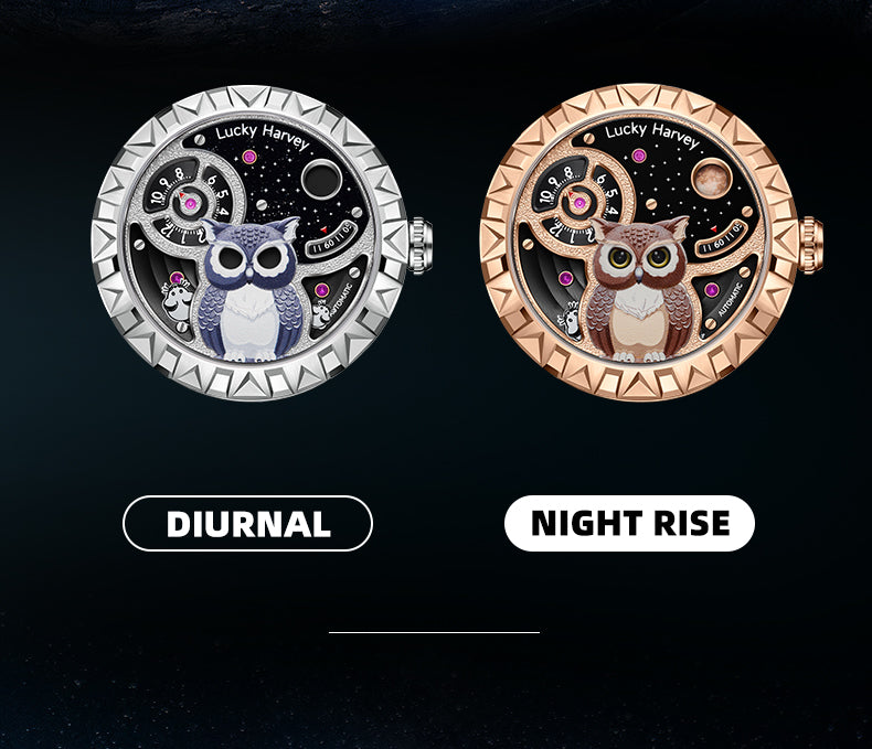 Fun Series Rose Gold Owl Automatic Watch