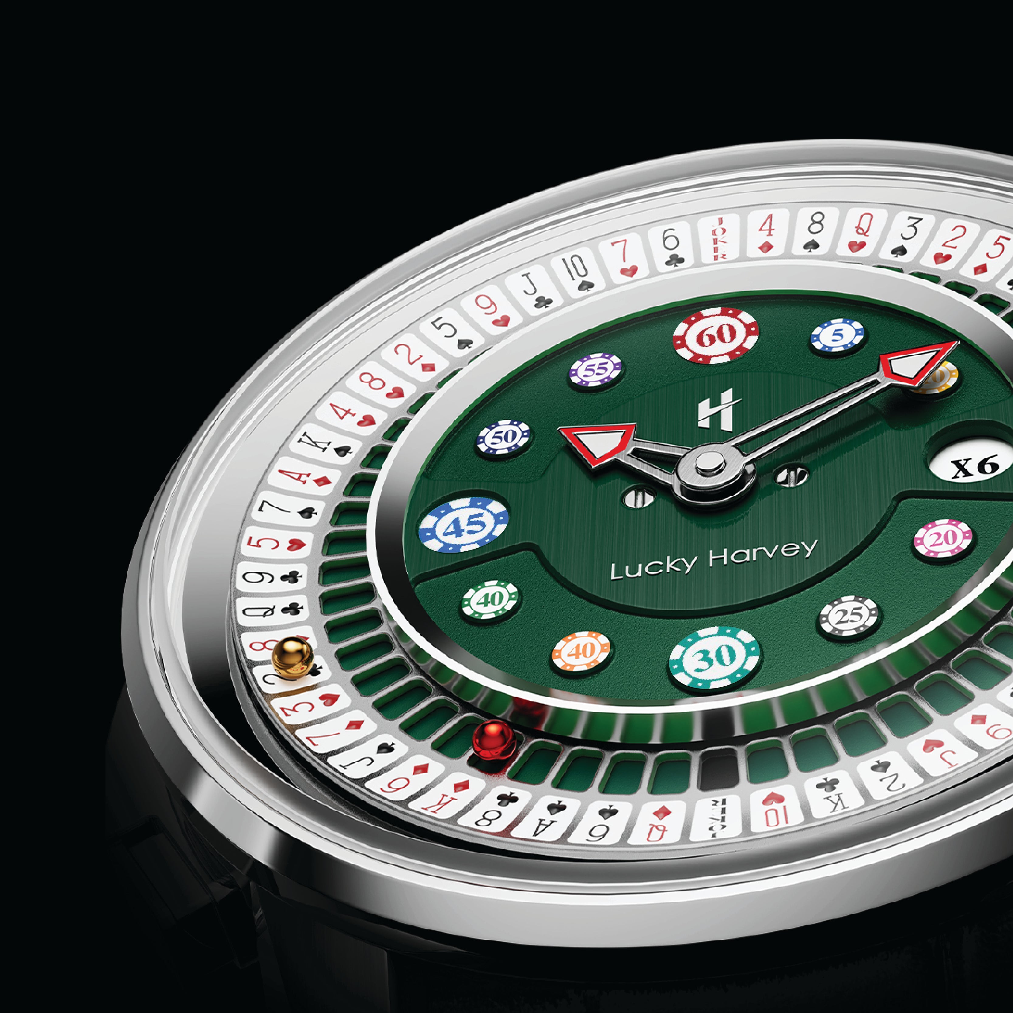 Casino Series Silver Poker Roulette Automatic Watch