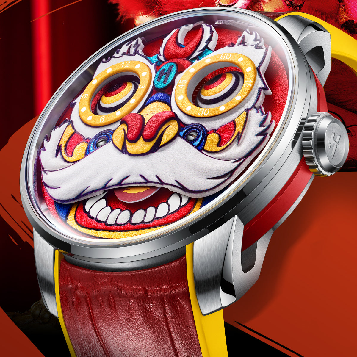 Fun Series Yellow Lion Dance Automatic Watch