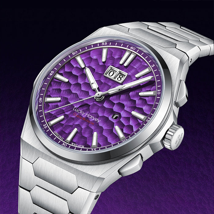Hammer Dial Big Date Automatic Winding Purple Chiming Watch