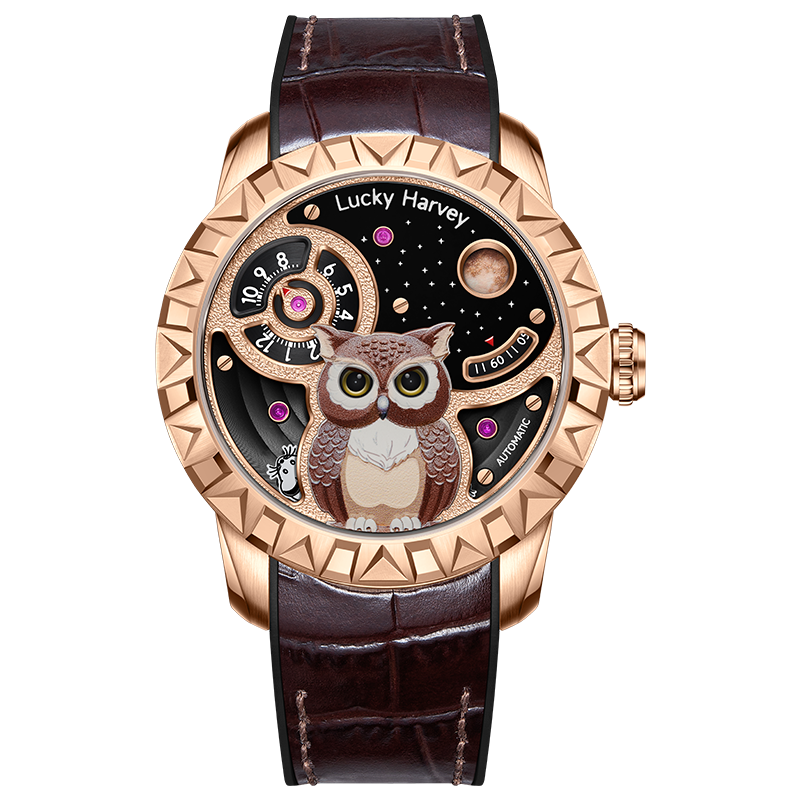 Fun Series Rose Gold Owl Automatic Watch