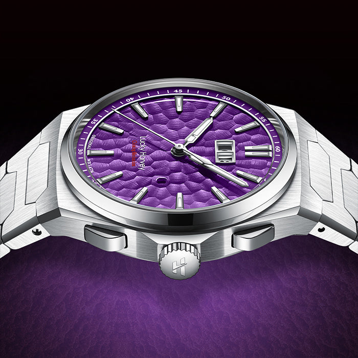 Hammer Dial Big Date Automatic Winding Purple Chiming Watch
