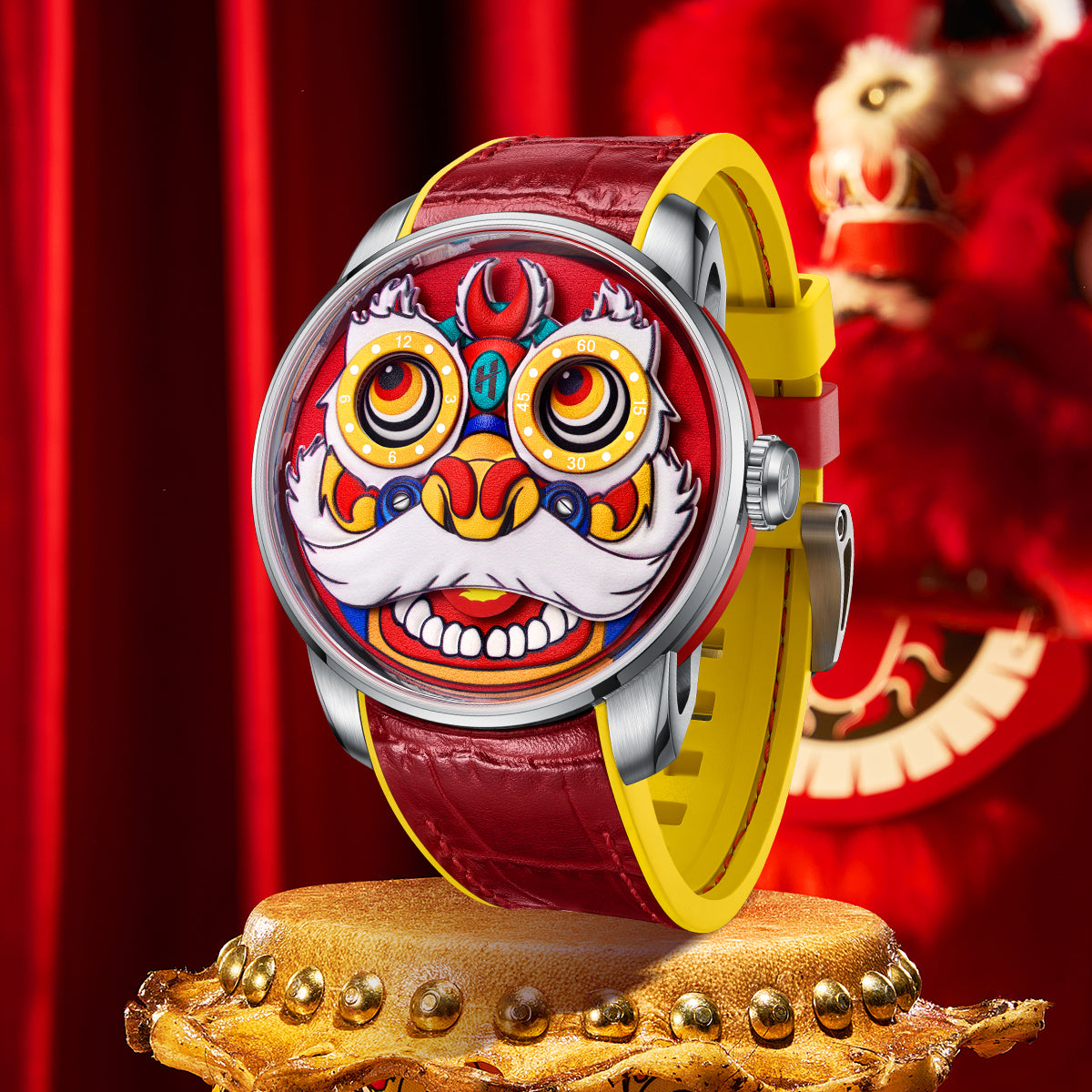 Fun Series Yellow Lion Dance Automatic Watch