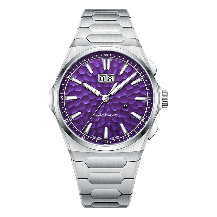 Hammer Dial Big Date Automatic Winding Purple Chiming Watch