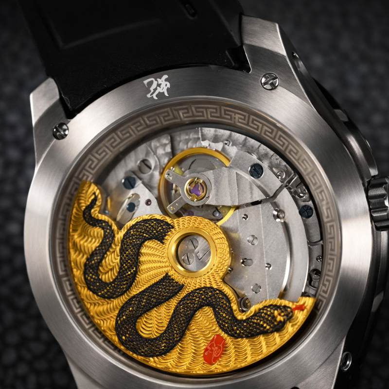 Exhibition Caseback — Snake Rotor