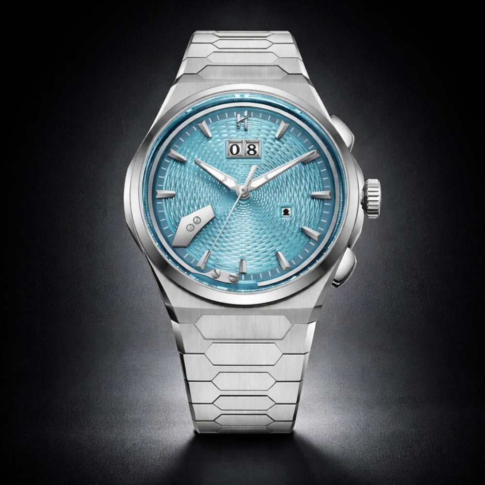 Lucky Harvey Ice Blue Guilloché Chiming Watch