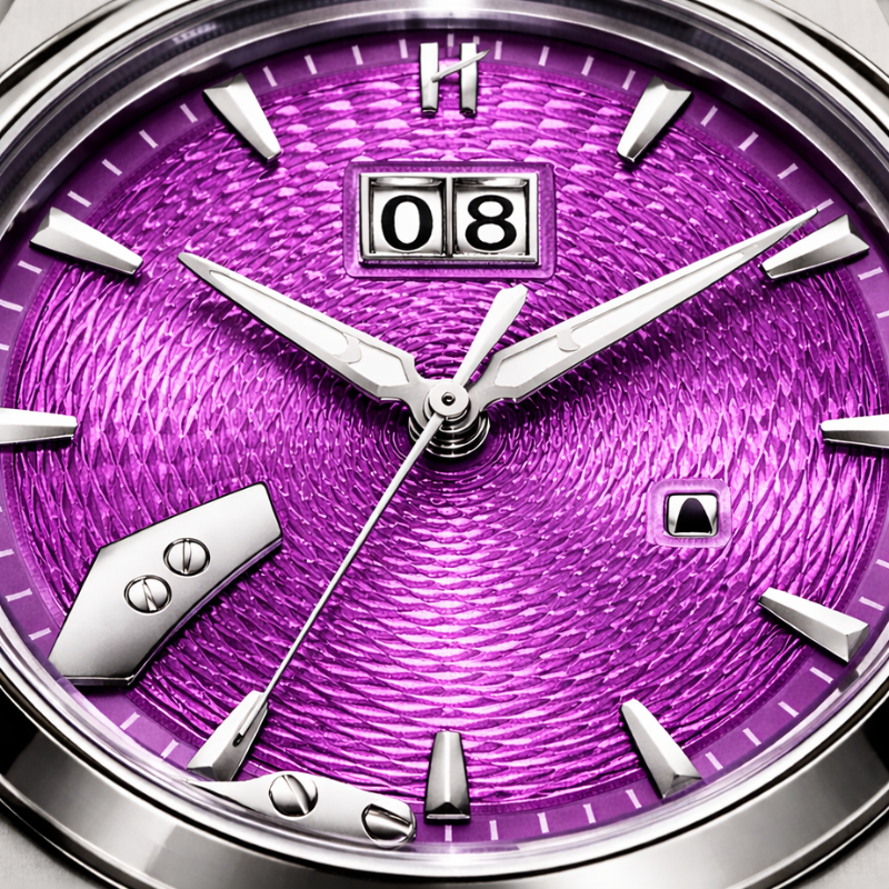 Purple Guilloché Dial Close-up