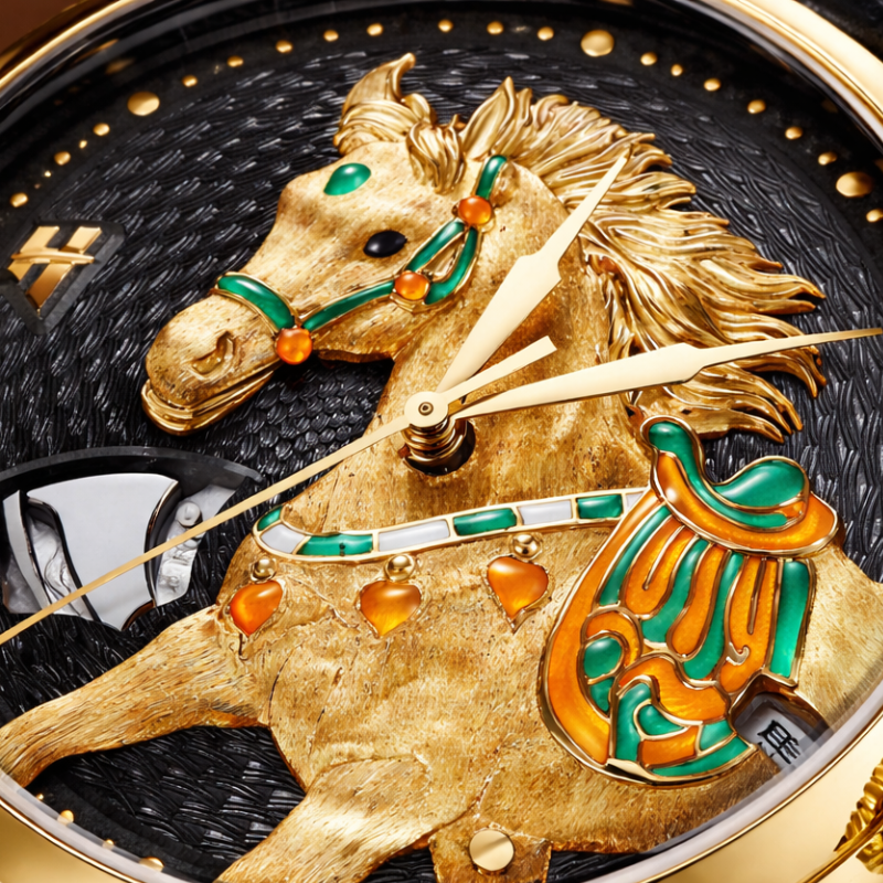 Craftmanship Series Gold Titanium Chiming Horse Limited Edition Automatic Watch
