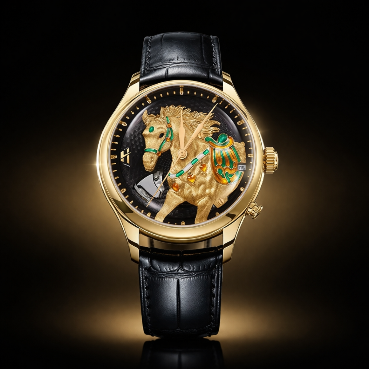 Lucky Harvey Gold Titanium Chiming Horse Watch