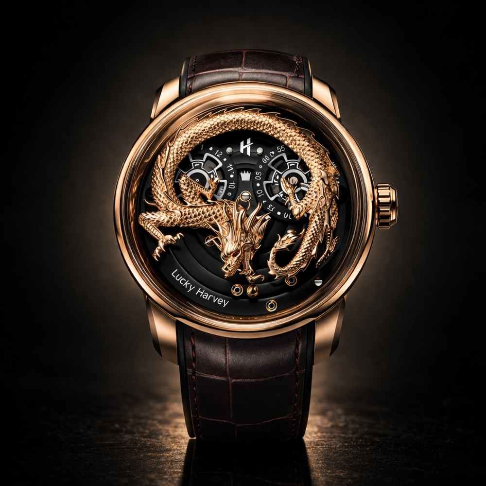 Lucky Harvey Rose Gold Dragon Automatic Watch