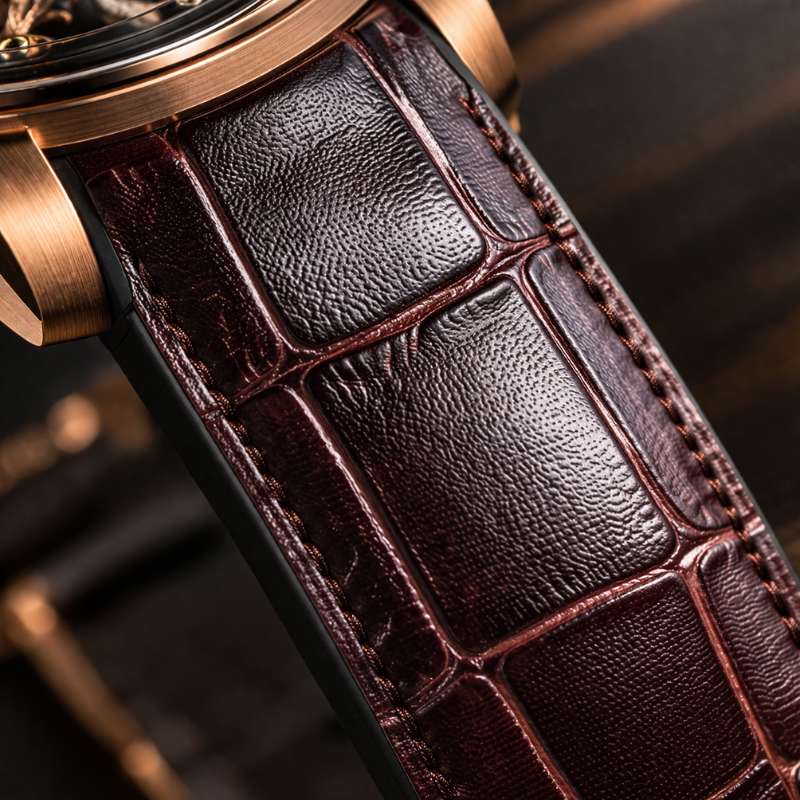 Black Croc-Embossed Leather Strap