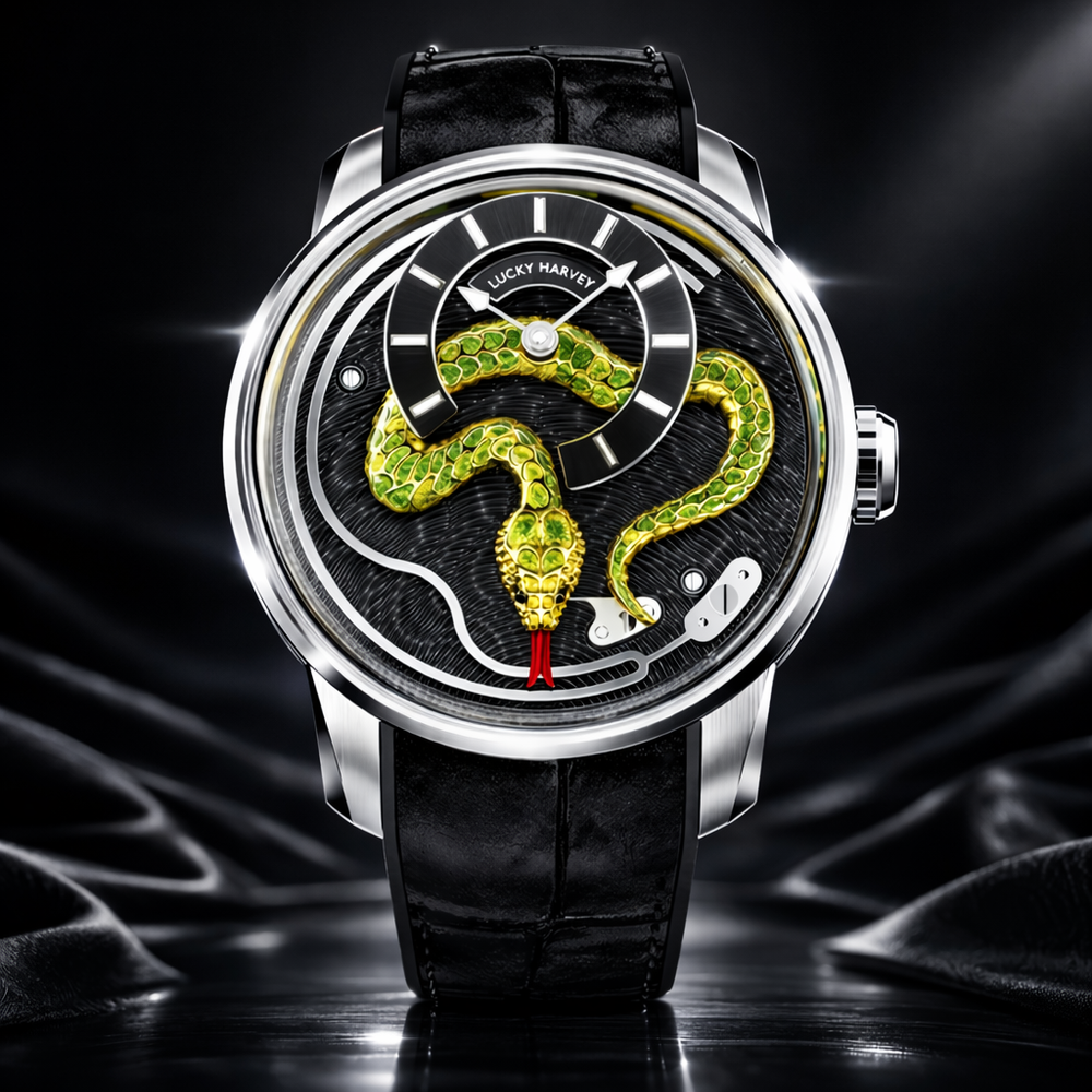Lucky Harvey Silver Enamel Chiming Snake Watch
